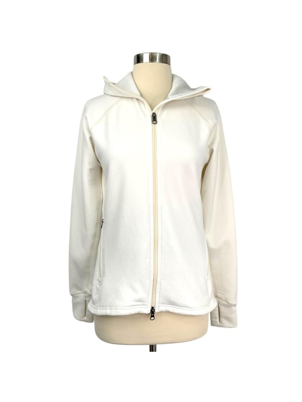 Houdini Mono Air Houdi Jacket Womens Small White Hooded Full Zip Thumbholes